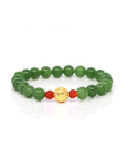 Baikalla Jewelry jade beads bracelet 24K Pure Yellow Gold Money Bead With Genuine Green Jade Round Beads Bracelet Bangle ( 8 mm )