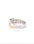 Baikalla Jewelry Gold Jadeite Jade Ring Baikalla™ "Two Tone Half Round" Genuine Burmese Black Jadeite Jade Wedding Band