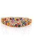 Baikalla Jewelry Gold Sapphire Bracelet Baikalla 18K Rose Gold Multi-Colors Sapphire Bangle Bracelet With 1ct Diamonds