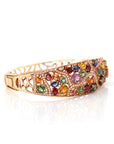 Baikalla Jewelry Gold Sapphire Bracelet Baikalla 18K Rose Gold Multi-Colors Sapphire Bangle Bracelet With 1ct Diamonds