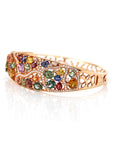Baikalla Jewelry Gold Sapphire Bracelet Baikalla 18K Rose Gold Multi-Colors Sapphire Bangle Bracelet With 1ct Diamonds