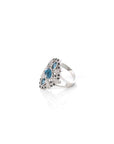 Baikalla Jewelry Gold Topaz Ring 14k White Gold Genuine Swiss Blue Topaz Ring with Diamonds
