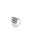 Baikalla Jewelry Gold Topaz Ring 14k White Gold Genuine Swiss Blue Topaz Ring with Diamonds