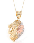 Baikalla Jewelry 14K Pure Yellow Gold Pendant 14K Yellow Gold Lion Head Pendant Necklace With CZ