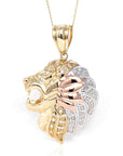 Baikalla Jewelry 14K Pure Yellow Gold Pendant Pendant Only 14K Yellow Gold Lion Head Pendant Necklace With CZ
