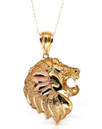 Baikalla Jewelry 14K Pure Yellow Gold Pendant 14K Yellow Gold Lion Head Pendant Necklace With CZ