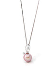Baikalla Jewelry Gold Pearl Necklace 14k White Gold Culture Pink Pearl & Diamond Pendant Necklace