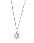 Baikalla Jewelry Gold Pearl Necklace 14k White Gold Culture Pink Pearl & Diamond Pendant Necklace