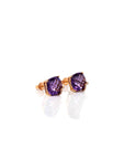 Baikalla Jewelry Gold Gemstone Earrings 18k Classic Rose Gold Natural AAA Amethyst Earrings