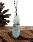 Baikalla Jewelry Jade Guanyin Pendant Necklace Genuine Ice Blue Jadeite Jade FU Dou Pendant Necklace With Real Jadeite jade Beads Necklace