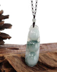 Baikalla Jewelry Jade Guanyin Pendant Necklace Genuine Ice Blue Jadeite Jade FU Dou Pendant Necklace With Real Jadeite jade Beads Necklace