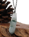 Baikalla Jewelry Jade Guanyin Pendant Necklace Genuine Ice Blue Jadeite Jade FU Dou Pendant Necklace With Real Jadeite jade Beads Necklace