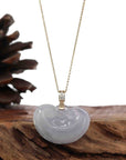 Baikalla Jewelry Jade Pendant Pendant Only Natural Ice White Jadeite Jade Ru Yi Necklace With 14k Yellow Gold VS1 Diamond Bail