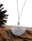 Baikalla Jewelry Jade Pendant Natural Ice White Jadeite Jade Ru Yi Necklace With 14k Yellow Gold VS1 Diamond Bail