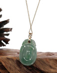 Baikalla Jewelry Jade Guanyin Pendant Necklace Genuine Green Jadeite Jade Dragon Necklace With VSI Diamond Gold Bail
