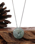 Baikalla Jewelry Jade Pendant Necklace Baikalla™ "Good Luck Button" Necklace Ice Blue Green Jadeite Jade Lucky KouKou Pendant Necklace