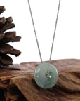 Baikalla Jewelry Jade Pendant Necklace Baikalla™ "Good Luck Button" Necklace Ice Blue Green Jadeite Jade Lucky KouKou Pendant Necklace