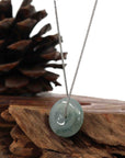 Baikalla Jewelry Jade Pendant Necklace Baikalla™ "Good Luck Button" Necklace Ice Blue Green Jadeite Jade Lucky KouKou Pendant Necklace