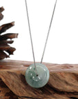 Baikalla Jewelry Jade Pendant Necklace Baikalla™ "Good Luck Button" Necklace Ice Blue Green Jadeite Jade Lucky KouKou Pendant Necklace