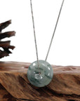 Baikalla Jewelry Jade Pendant Necklace Baikalla™ "Good Luck Button" Necklace Ice Blue Green Jadeite Jade Lucky KouKou Pendant Necklace