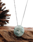 Baikalla Jewelry Jade Pendant Necklace Baikalla™ "Good Luck Button" Necklace Ice Blue Green Jadeite Jade Lucky KouKou Pendant Necklace