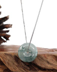 Baikalla Jewelry Jade Pendant Necklace Baikalla™ "Good Luck Button" Necklace Ice Blue Green Jadeite Jade Lucky KouKou Pendant Necklace