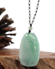 Baikalla Jewelry Jade Pendant Necklace Genuine Ice Green Jadeite Jade "Good Luck Bamboo" Pendant Necklace With Real Jadeite Bead Necklace