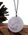 Baikalla Jewelry Jade Guanyin Pendant Necklace Genuine Lavender Jadeite Jade RuYi & Dragon Pendant Necklace With Real Jadeite Jade Beads Necklace