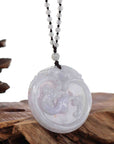 Baikalla Jewelry Jade Guanyin Pendant Necklace Genuine Lavender Jadeite Jade RuYi & Dragon Pendant Necklace With Real Jadeite Jade Beads Necklace