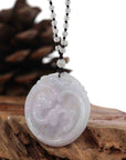 Baikalla Jewelry Jade Guanyin Pendant Necklace Genuine Lavender Jadeite Jade RuYi & Dragon Pendant Necklace With Real Jadeite Jade Beads Necklace