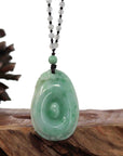 Baikalla Jewelry Jade Guanyin Pendant Necklace Genuine Green Jadeite Jade Fu Pendant Necklace With Real Ice Jadeite jade Beads Necklace