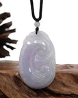 Baikalla Jewelry Jade Guanyin Pendant Necklace Genuine Lavender Jadeite Jade RuYi Pendant Necklace