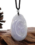 Baikalla Jewelry Jade Guanyin Pendant Necklace Genuine Lavender Jadeite Jade RuYi Pendant Necklace