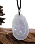 Baikalla Jewelry Jade Guanyin Pendant Necklace Genuine Lavender Jadeite Jade RuYi Pendant Necklace