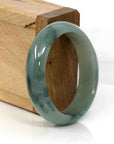 Baikalla Jewelry Jadeite Jade Bangle Bracelet Genuine Burmese Blue-green Jadeite Jade Oval Bangle (54 mm)