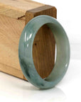Baikalla Jewelry Jadeite Jade Bangle Bracelet Genuine Burmese Blue-green Jadeite Jade Oval Bangle (54 mm)