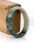 Baikalla Jewelry Jadeite Jade Bangle Bracelet Genuine Burmese Ice Blue-green Jadeite Jade Oval Bangle (56.74 mm)