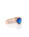 Baikalla Jewelry Gold Sapphire Ring 18k Rose Gold Lab-Created Sapphire Ring With CZ
