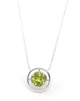 Baikalla Jewelry Gemstone Pendant Necklace Peridot 14k White Gold Genuine AAA Royal Peridot Pendant Necklace