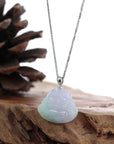Baikalla Jewelry Jade Buddha Pendant "Laughing Buddha" Genuine Vibrant Lavender Green, Jadeite Jade Buddha Pendant Necklace With 14k White Gold Bail