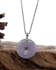 Baikalla Jewelry Gold Jadeite Jade Pendant Necklace 14K Yellow Gold "Good Luck Button" Necklace Lavender Jadeite Jade Lucky KouKou Pendant With Diamond Bail