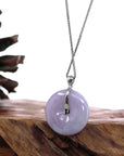 Baikalla Jewelry Gold Jadeite Jade Pendant Necklace 14K Yellow Gold "Good Luck Button" Necklace Lavender Jadeite Jade Lucky KouKou Pendant With Diamond Bail