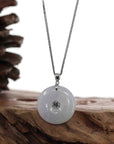 Baikalla Jewelry Gold Jadeite Jade Pendant Necklace Pendant Only 14k White Gold "Good Luck Button" Necklace Lavender Ice Jadeite Jade Lucky KouKou Pendant Necklace