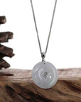 Baikalla Jewelry Gold Jadeite Jade Pendant Necklace 14k White Gold "Good Luck Button" Necklace Lavender Ice Jadeite Jade Lucky KouKou Pendant Necklace