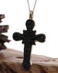 Baikalla Jewelry 24K Pure Yellow Gold Pendant 14K Yellow Gold & Black Nephrite Jade Crucifix Pendant