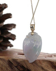 Baikalla Jewelry Jade Pendant Natural Ice Lavender Jadeite Jade Shou Tao ( Longevity Peach ) Necklace With 14k Yellow Gold Bail