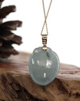 Baikalla Jewelry Jade Pendant Natural Icy Jadeite Jade Shou Tao ( longevity Peach ) Necklace With 14k Yellow Gold Bail