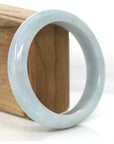 Baikalla Jewelry Jadeite Jade Bangle Bracelet "Princess Half Round" Blue- Green Natural Burmese Jadeite Jade Bangle (61.29 mm)
