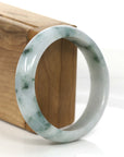 Baikalla Jewelry Jadeite Jade Bangle Bracelet "Classic Princess Half Round" Blue- Green Jadeite Jade Bangle (58.88 mm)