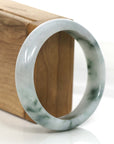 Baikalla Jewelry Jadeite Jade Bangle Bracelet "Classic Princess Half Round" Blue- Green Jadeite Jade Bangle (58.88 mm)
